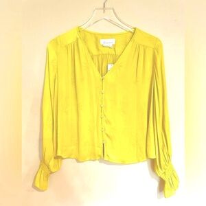 New With Tags Anthropologie Chartreuse Blouse